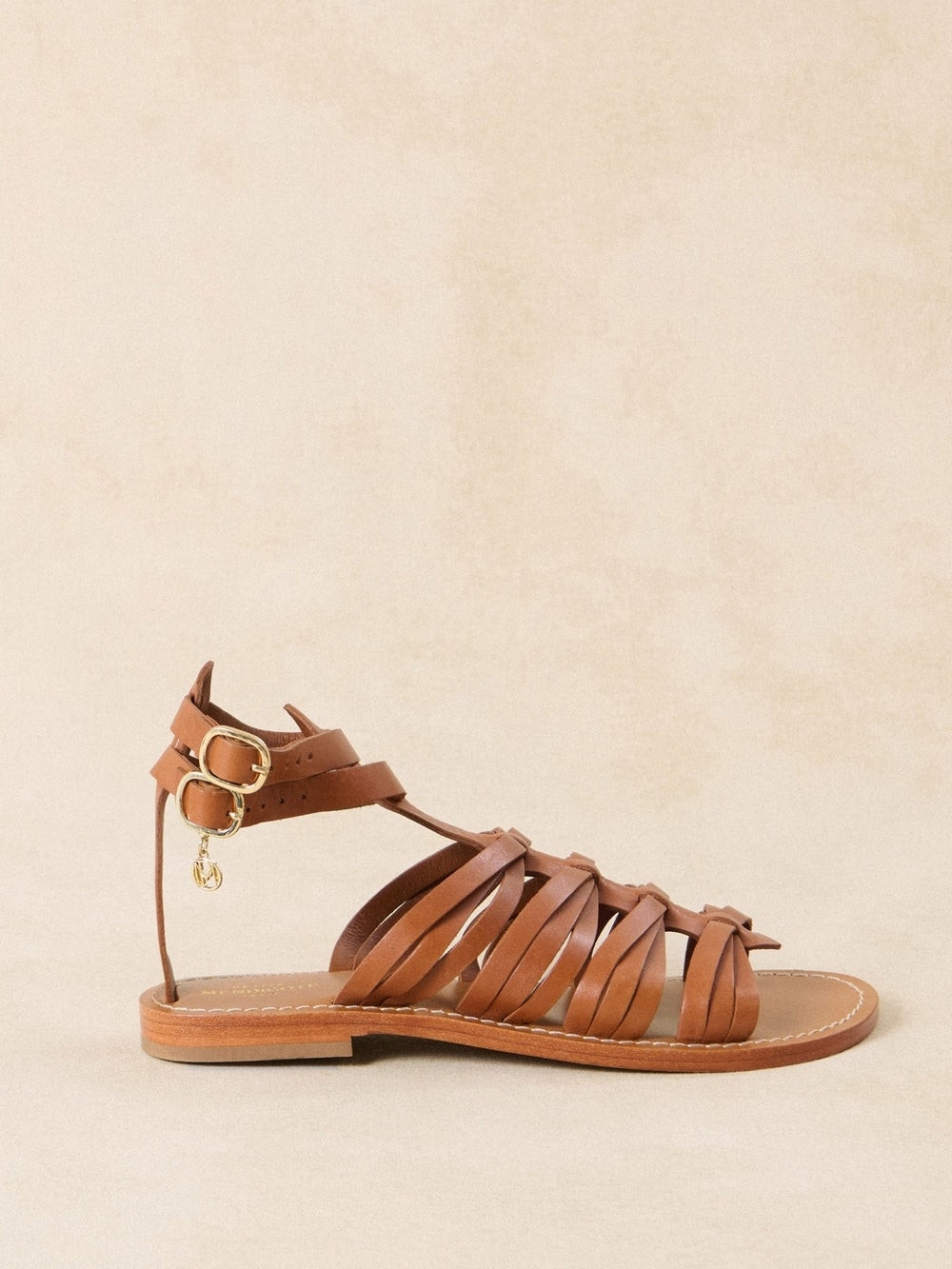 Braided Strappy Ankle‑Buckle Sandals — Brown - Picture 1 of 4